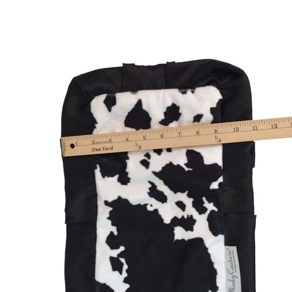 Minky Couture Black White Cow Print Lovey Satin Trim Back Baby Security Blanket - Picture 5 of 5